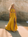 Cailey Cutout Halter Maxi Dress Moss Yellow