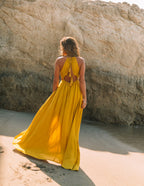 Cailey Cutout Halter Maxi Dress Moss Yellow