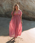 Anika Pocketed Button Down Ruffle Maxi Dress Desert Rose