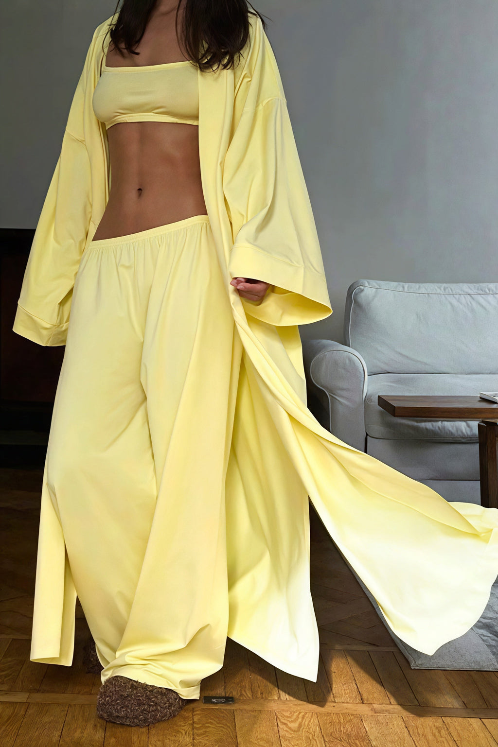 Casual Strapless Wide Leg Three Piece Set