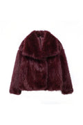 Large lapel faux fur loose short coat