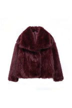 Large lapel faux fur loose short coat
