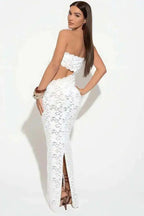 Backless Off Shoulder Lace Sleeveless Maxi Dress