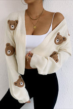 Bear Embroidery Short Cardigan