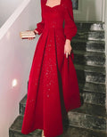 Red Sequined Midi Party Dress