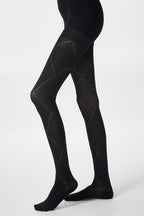 Openwork Sheer Black Diamond Pattern Tights
