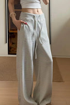 Thin Stripe High Waist Loose Straight Slouchy Pants
