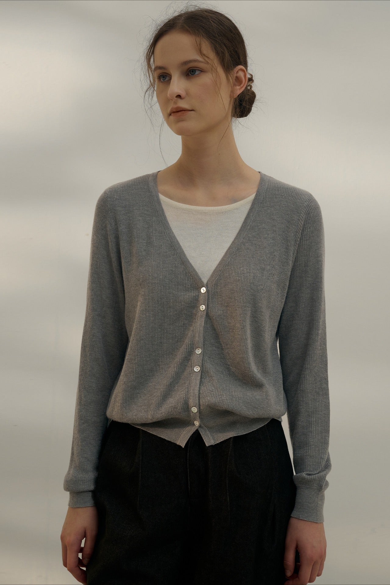 Color Block Layered VNeck Knit Top