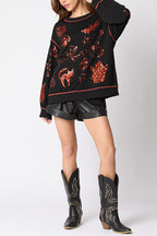 Halloween Graffiti Sequined Loose Casual Sweatshirt