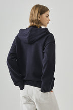 Slouchy V-Neck Hooded Sweater