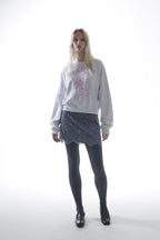 Rhinestone Dog Print Raglan Sweatshirt