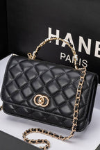 Classic cowhide quilted chain lock bag