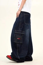 Dark Blue Cargo WideLeg Jeans
