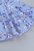 Floral A-line Cutout V-neck Spaghetti Strap Party Dress