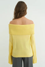 Solid Color Off Shoulder Knitted Sweater