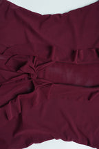Deep V Neck Ruffle Trim Top High Slit Skirt Set