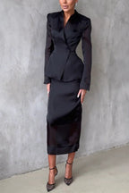 Perfectly Shaped Organza V-neck Long Sleeve Hourglass Cut Blazer