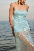 Low-Back Sequin Maxi Slip Dress