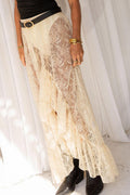 Sheer Lace Asymmetrical Ruffle Skirt