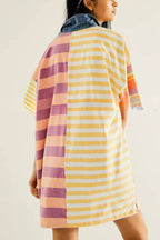 Tatiana Effortless Casual Dress with Mediumength Sleeves, Lapels and Contrasting Stripes Premium Wardrobe Essential