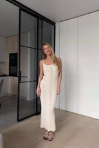 Solid Tie Waist Cami Maxi Dress