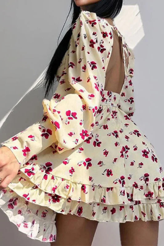 Floral Long Sleeve Party Dress