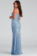 Sequin Spaghetti Strap Formal Dress