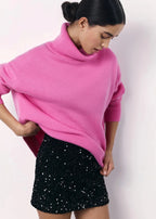 Vibrant Pink Oversized Turtleneck Sweater