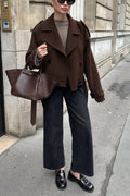 Women's Lapel Temperament Double -row Hair Woolen Jacket