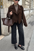 Women's Lapel Temperament Double -row Hair Woolen Jacket