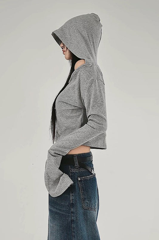 Grey OffShoulder Hoodie