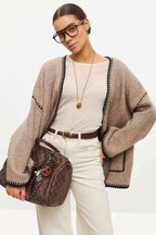 Tie Front Color Block Cardigan