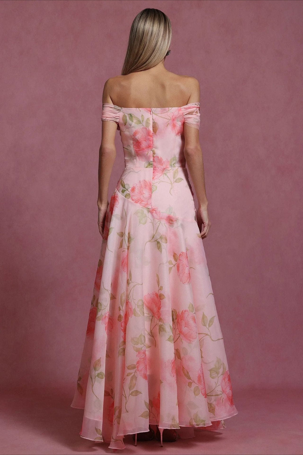 V Neck 3D Detail Elegant Maxi Floral Dress