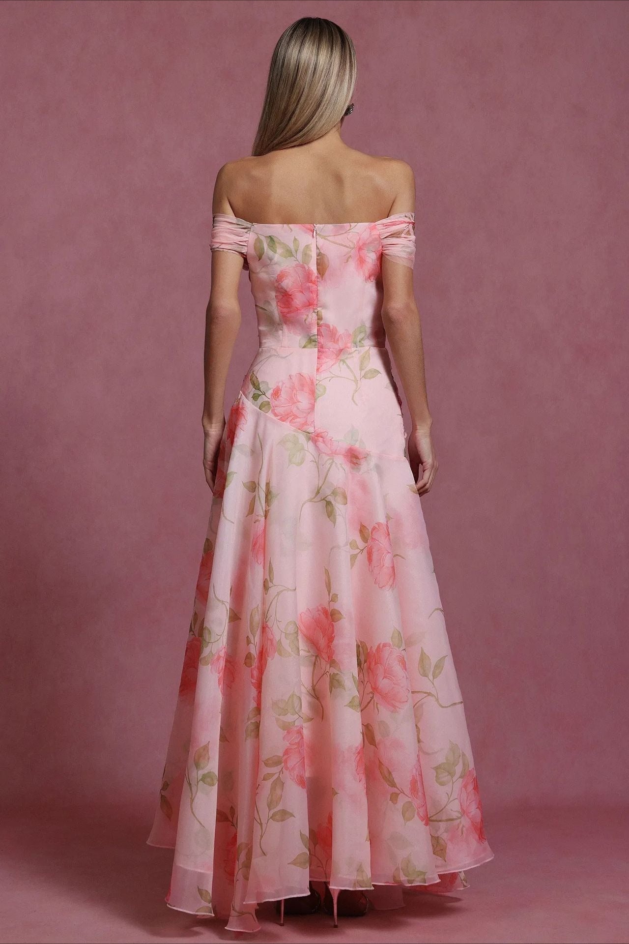 V Neck 3D Detail Elegant Maxi Floral Dress