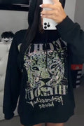 Women's Hooded Leopard Print Casual Top with Rhinestones