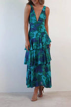 Strappy Back Ruffle Maxi Dress