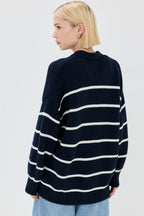 Cotton Stripe V Neck Cardigan