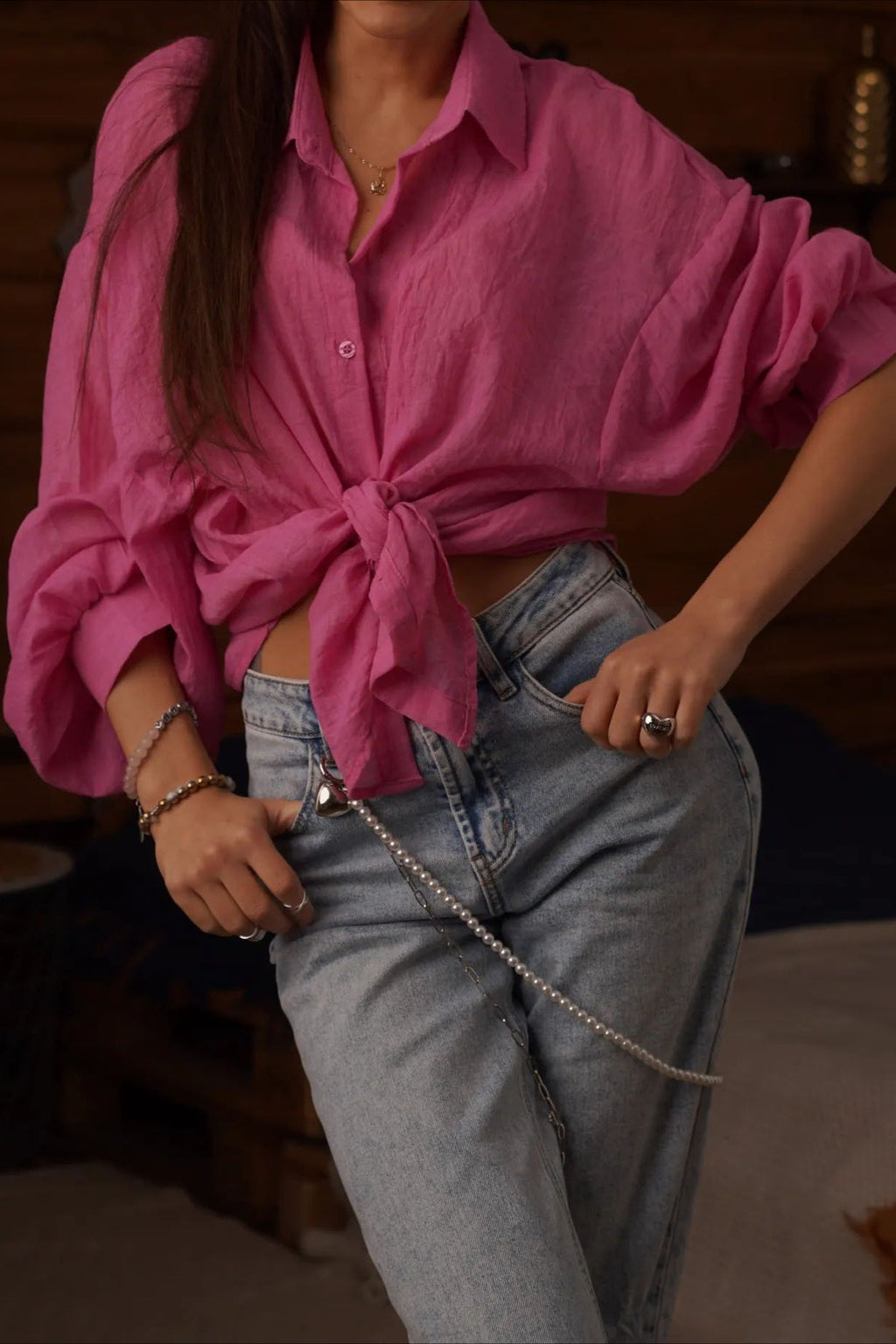 Solid Lightweight Long Sleeve Blouse