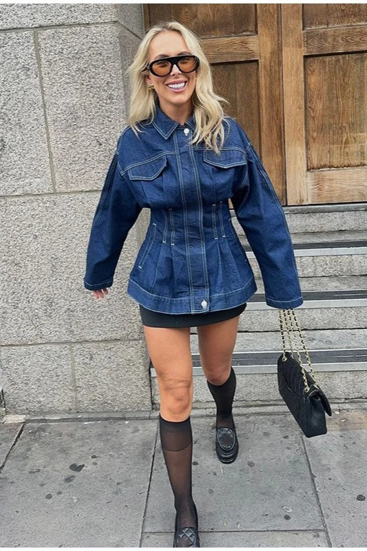 Washed Denim Slim Shirt Jacket