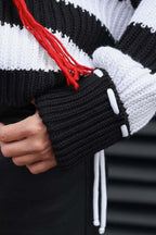 Loose Striped Crew Neck Long Sleeve Knit Sweater