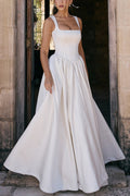 Kara Premium Wide Straps, Corset, Solid Color Maxi Dresses, White Statement Occasion Edit