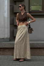 Glitter Sequin ALine Midi Skirt