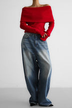 One Shoulder Fitted Knit Sweater