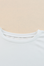 White Solid Color Casual Bubble Sleeve Blouse