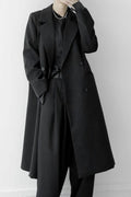 Black Double Breasted Long Blazer Overcoat
