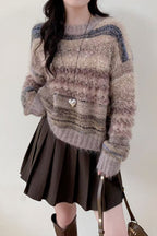 Gradient Color Long Sleeve Knit Sweater