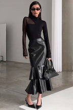 Vintage High-Waist Mermaid Maxi Skirt