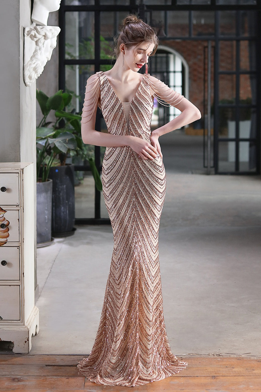 Elegant Sequin Mermaid Party Dress