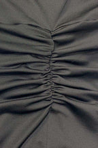 Deep V Neck Ruched Slit Maxi Dress