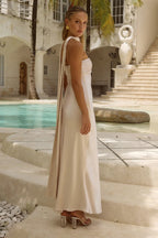 Satin Tie Front Strapless Elegant Prom Dress